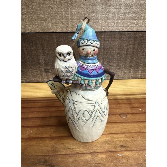 Jim Shore Snowman Owl Have A Hoot Ornament 5” - Picture 1 of 5